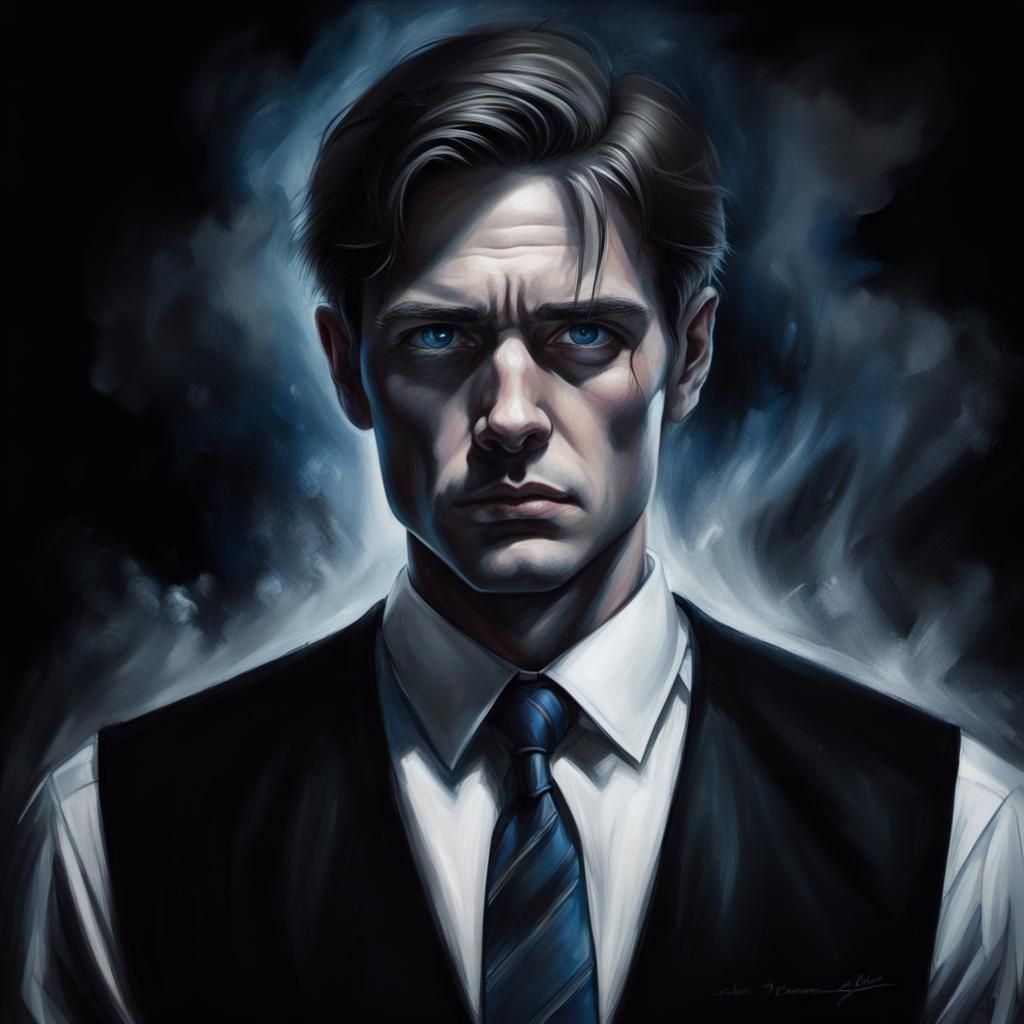 Intense Portrait in Rembrandt-Inspired Chiaroscuro