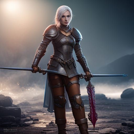 Armored Girl with Sword: Fantasy Concept Art