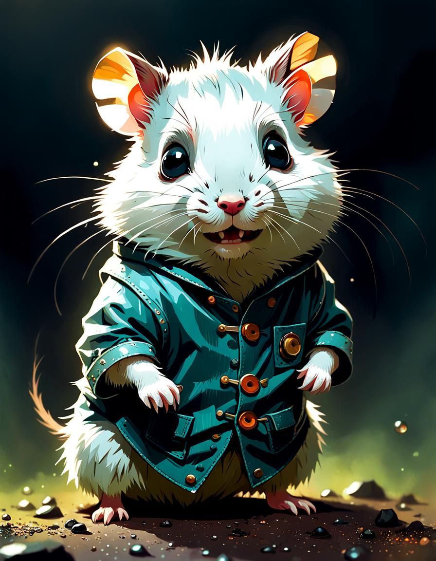 Adorable Hamster as Frankenstein's Monster Digital Art