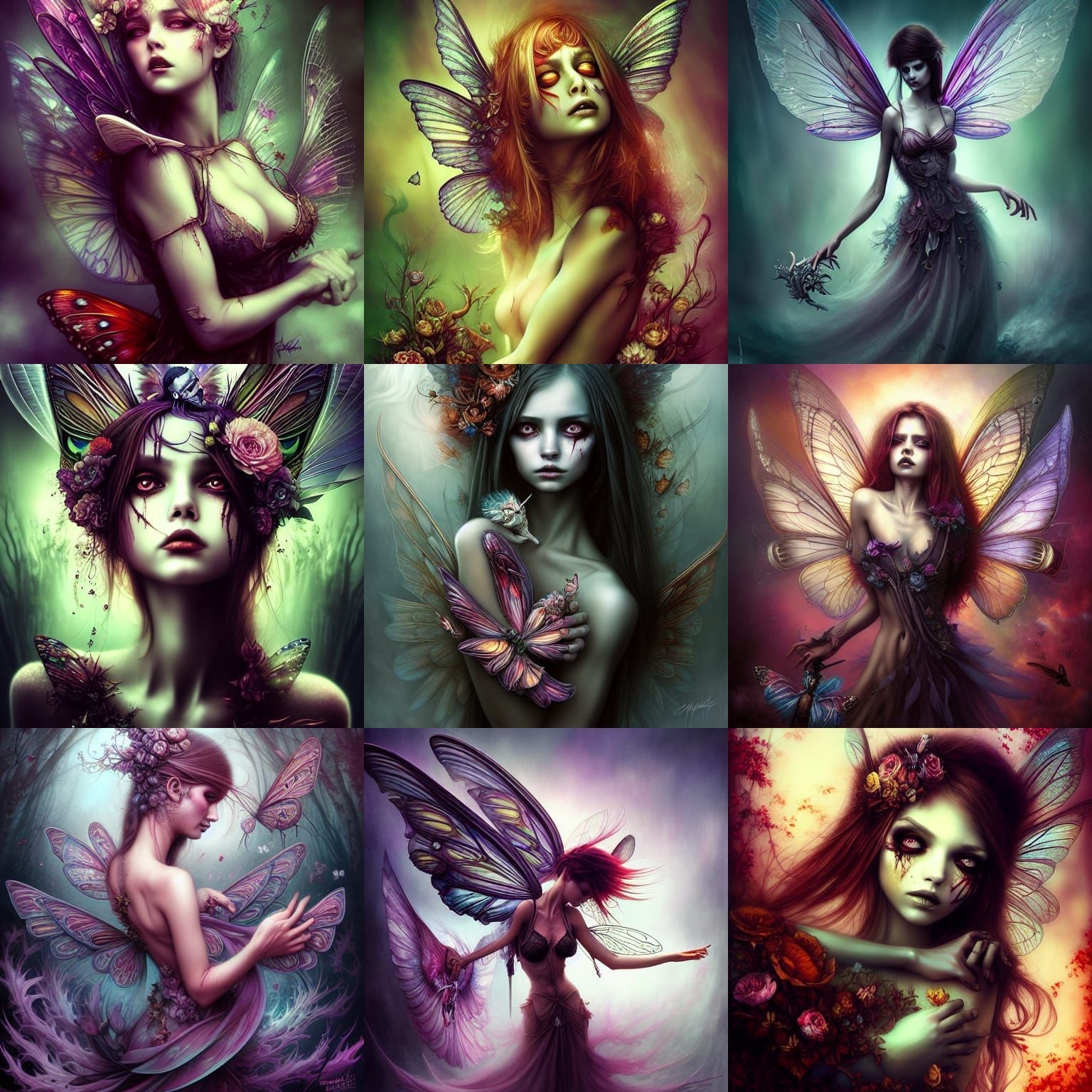 Intense Dead Fairy in Mixed Media Style