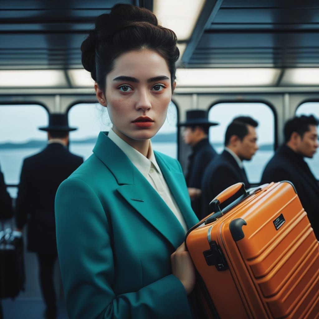 Diverse Travelers on Staten Island Ferry: Digital Art