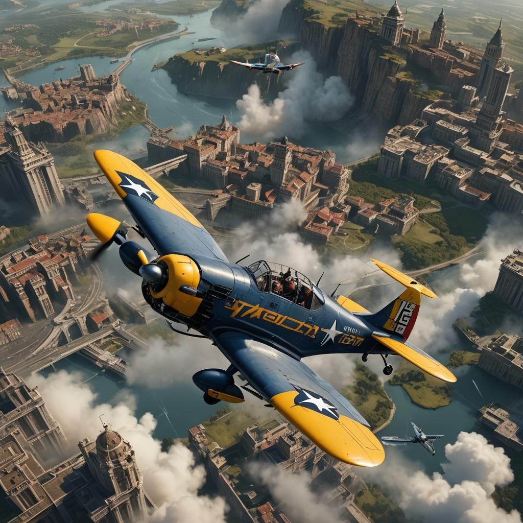 Pope Piloting a T-6 Texan Aircraft: Detailed Matte Painting