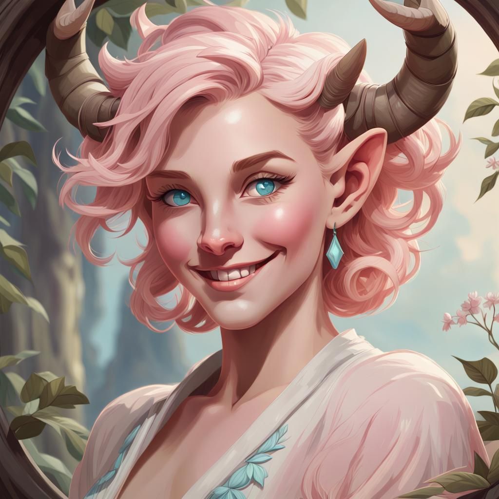 1950s Satyr Portrait in Art Nouveau Style