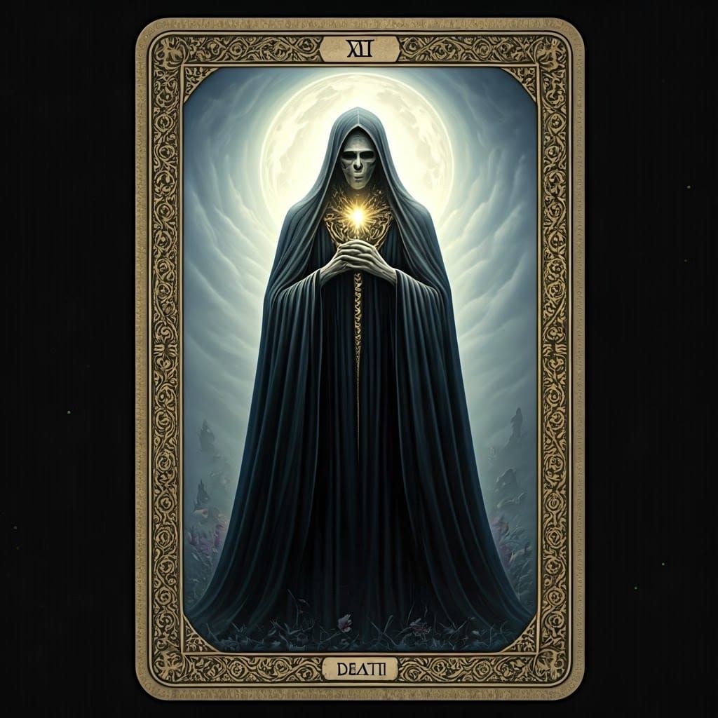 Ethereal Death Tarot Card in Fantasy Style