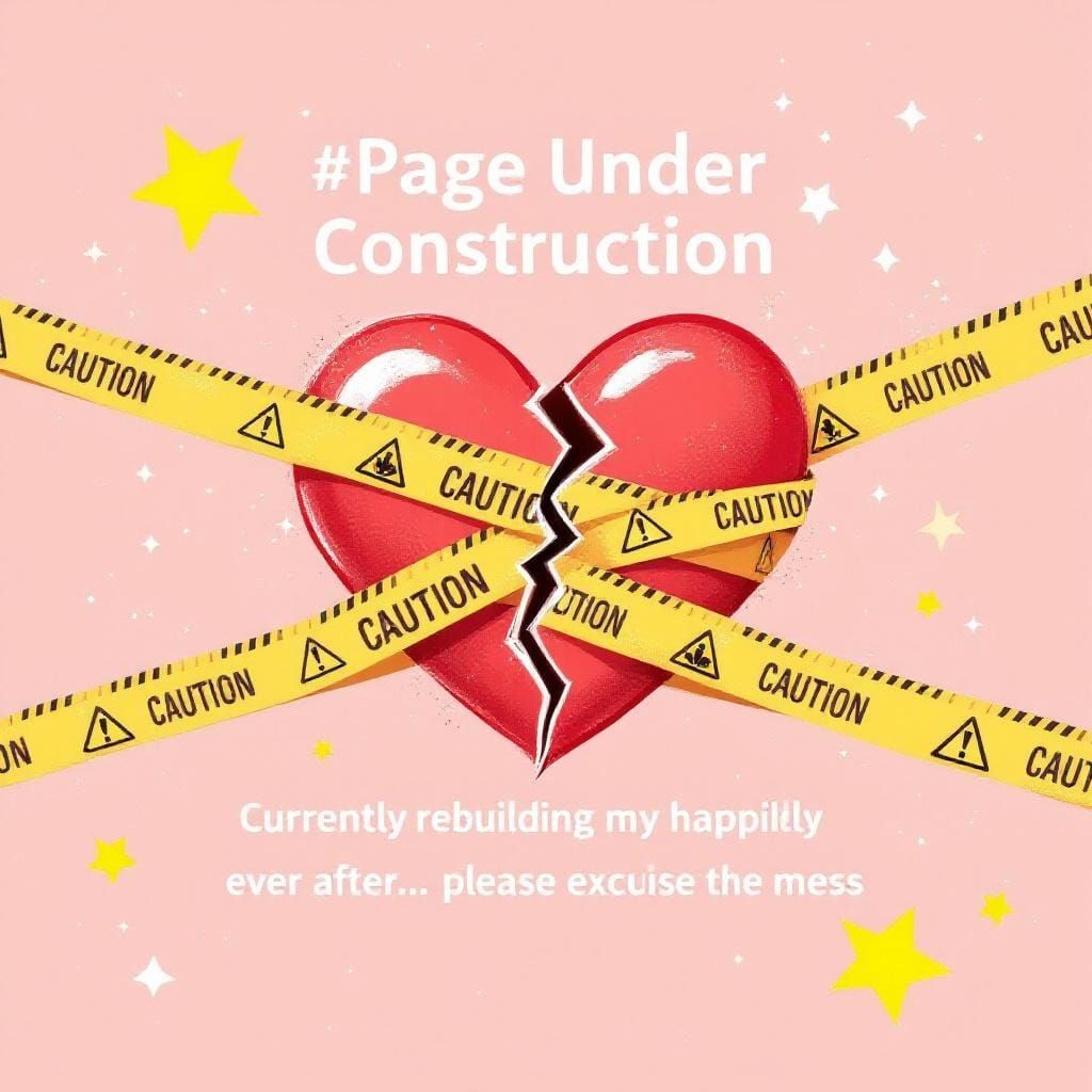 Page Under Construction: Broken Heart Icon in Soft Hues