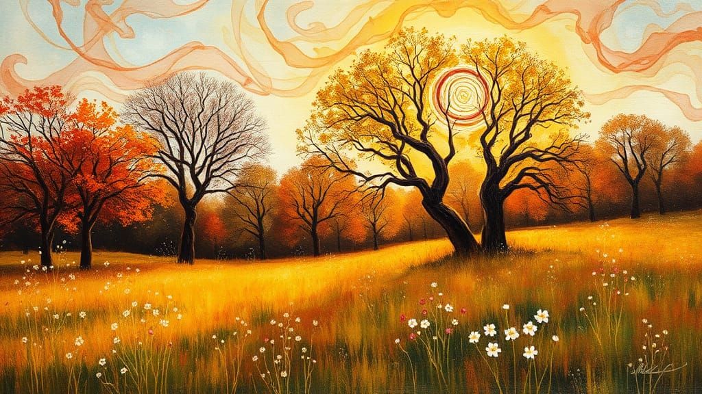 Enchanted Spring Meadow in Impressionist Style