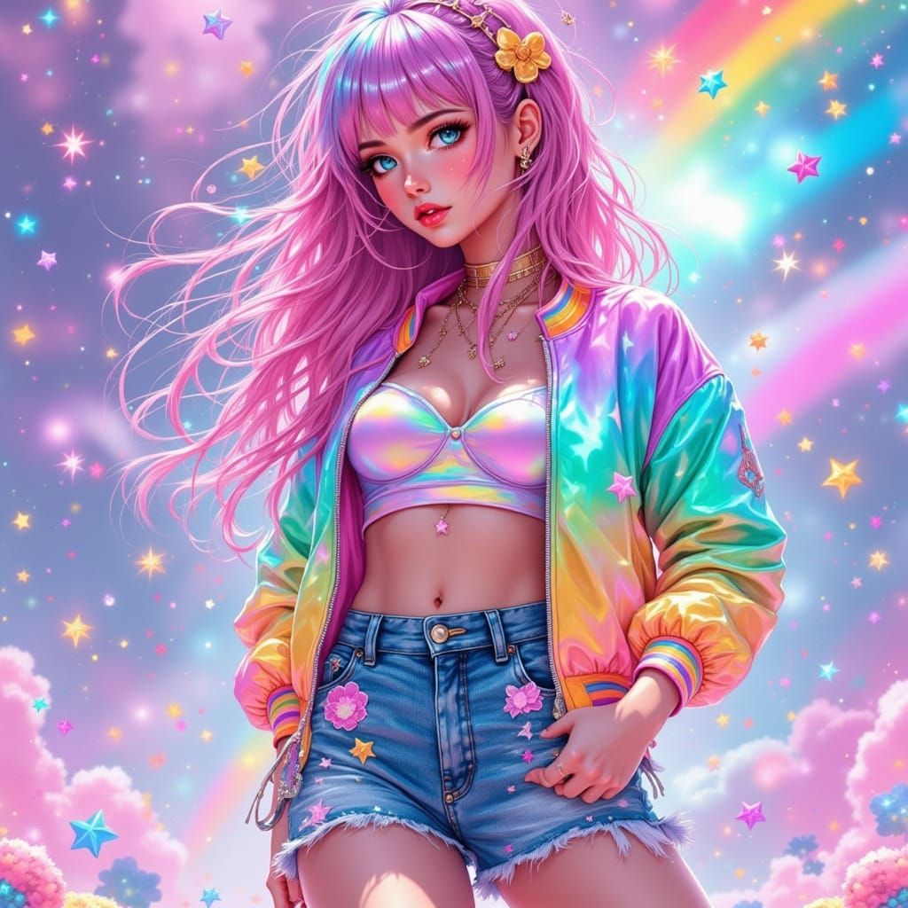 Teenage Rainbow Brite in Retro-Futuristic Style