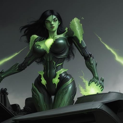 Shego Drives a Giant Flaming Robot