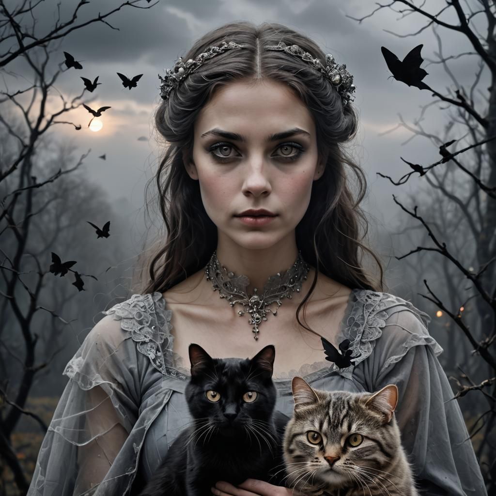 Gothic Romance: Spectral Lady with Bats