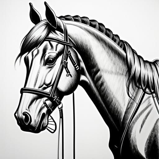 Continuous Line Horse Drawing