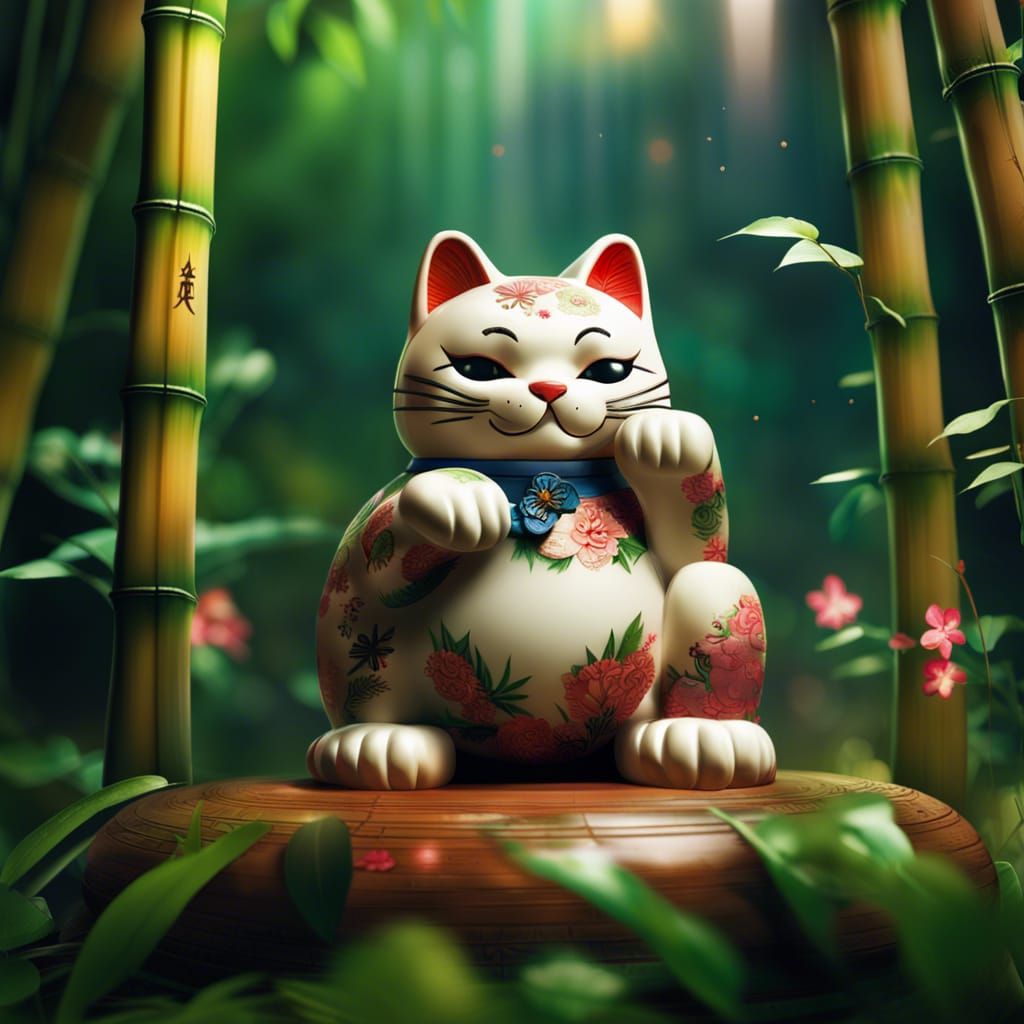 Maneki Neko in a bamboo forest π