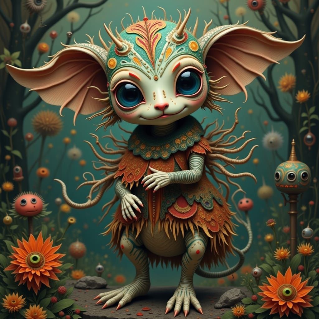 Baroque Alien Creature in Dreamlike Environment