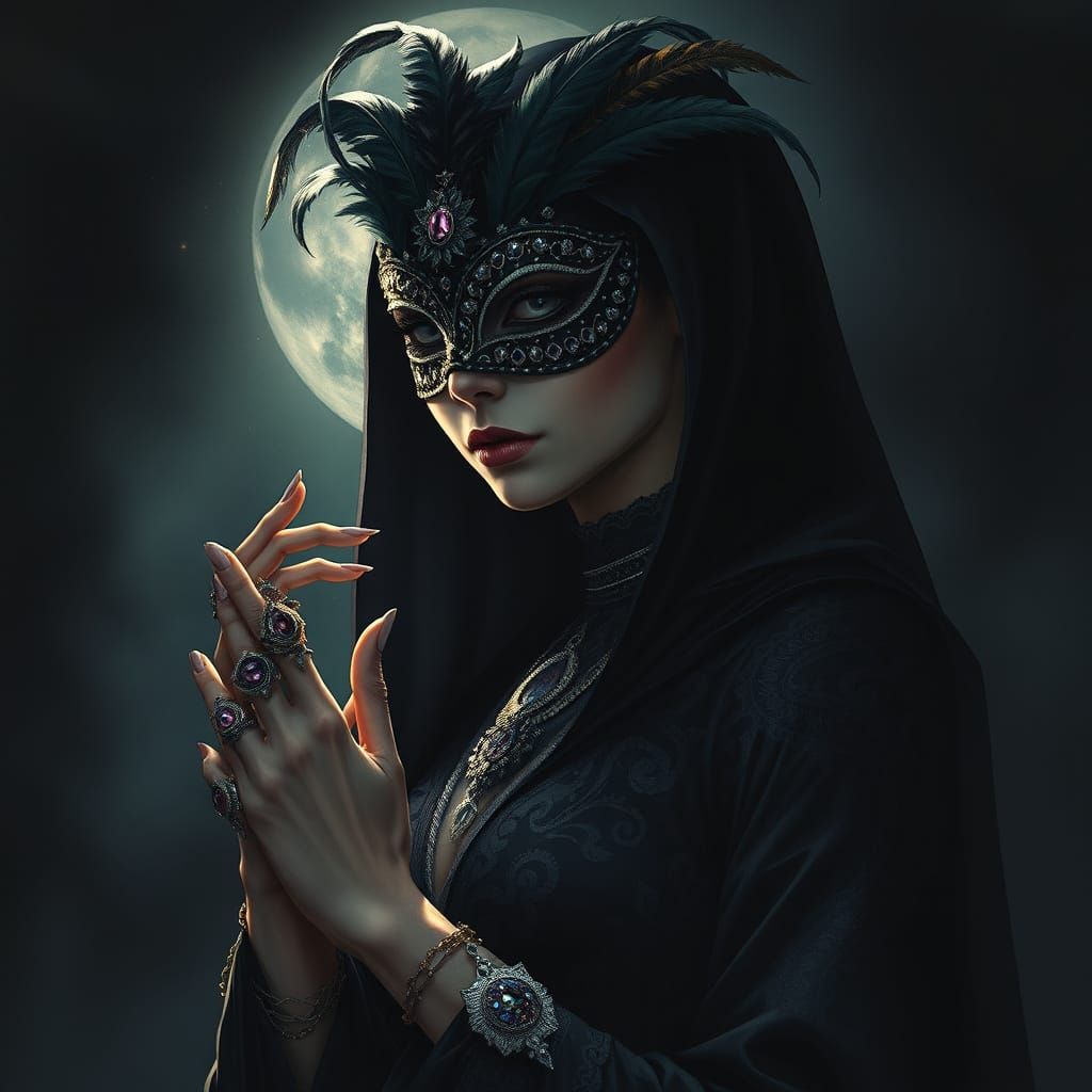 Enigmatic Shadowbinder with Marti Gras Mask in Dark, Mystica...