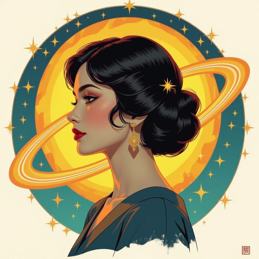 Cosmic Portrait: Universe, Planets, and Figures