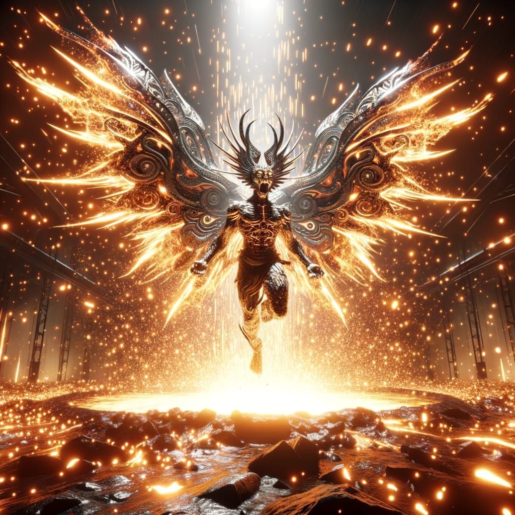 Aztec Goddess Itzpapalotl Emerges from Molten Metal