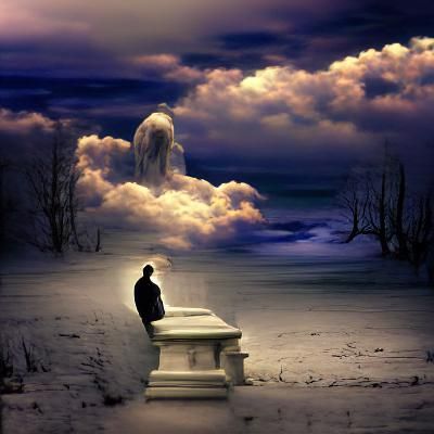 Ethereal Figure Waiting in the Afterlife