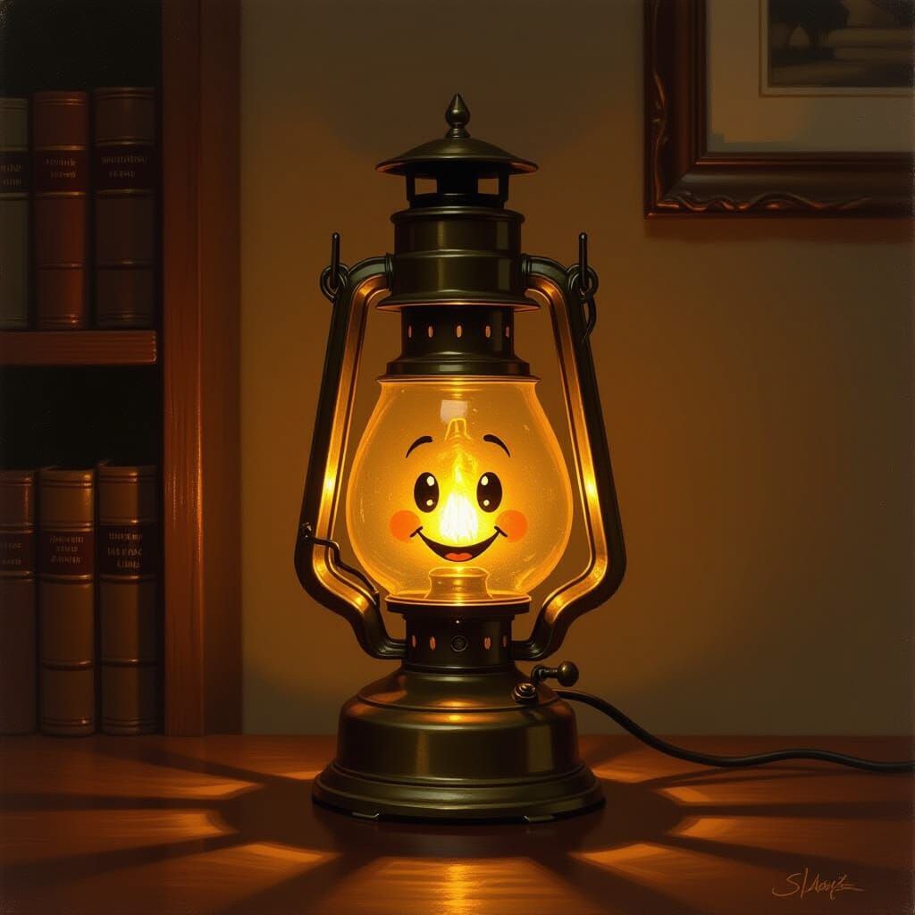 Anthropomorphic Oil Lamp in Luminous Realistic Style