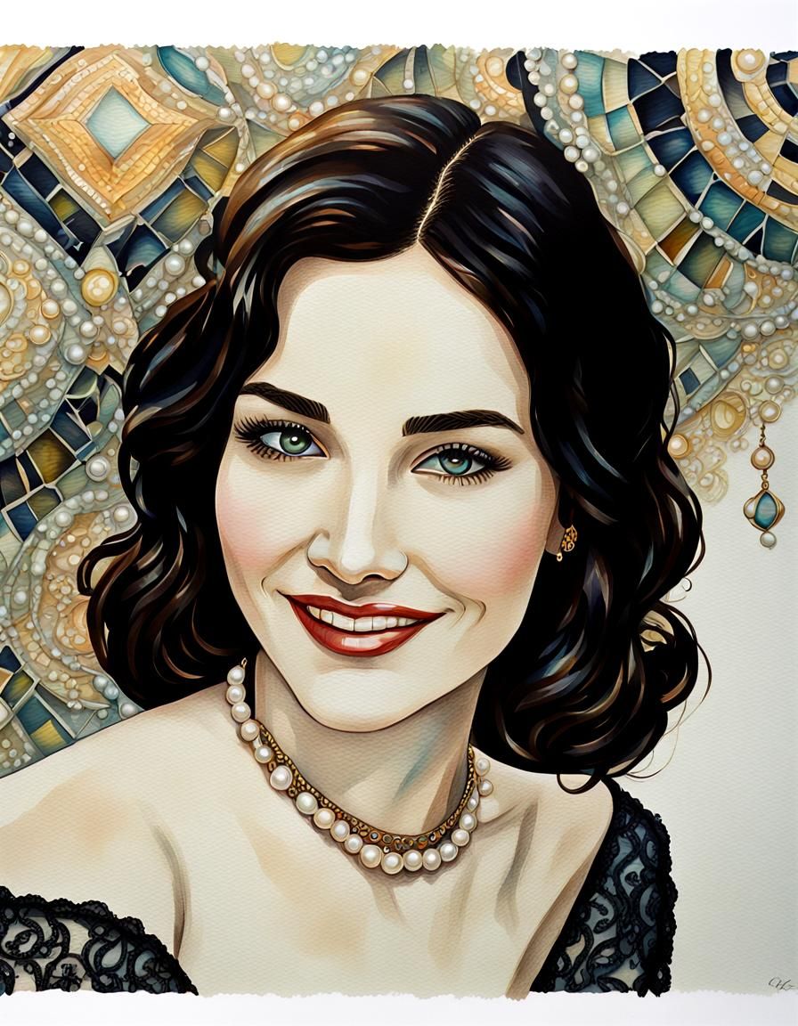 Smiling Woman Portrait in Neo-Impressionistic Style