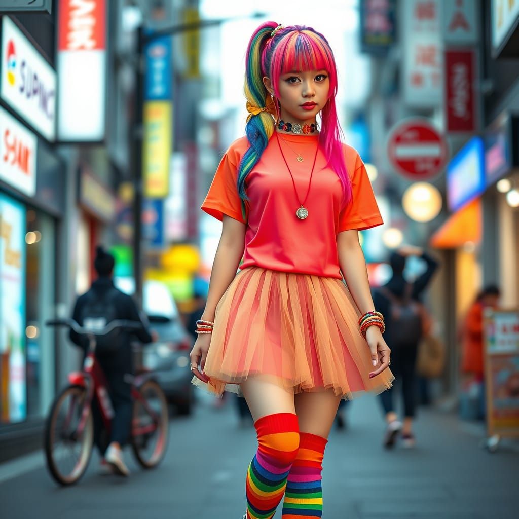 Vibrant Rainbow Decora Fashion in Harajuku Style