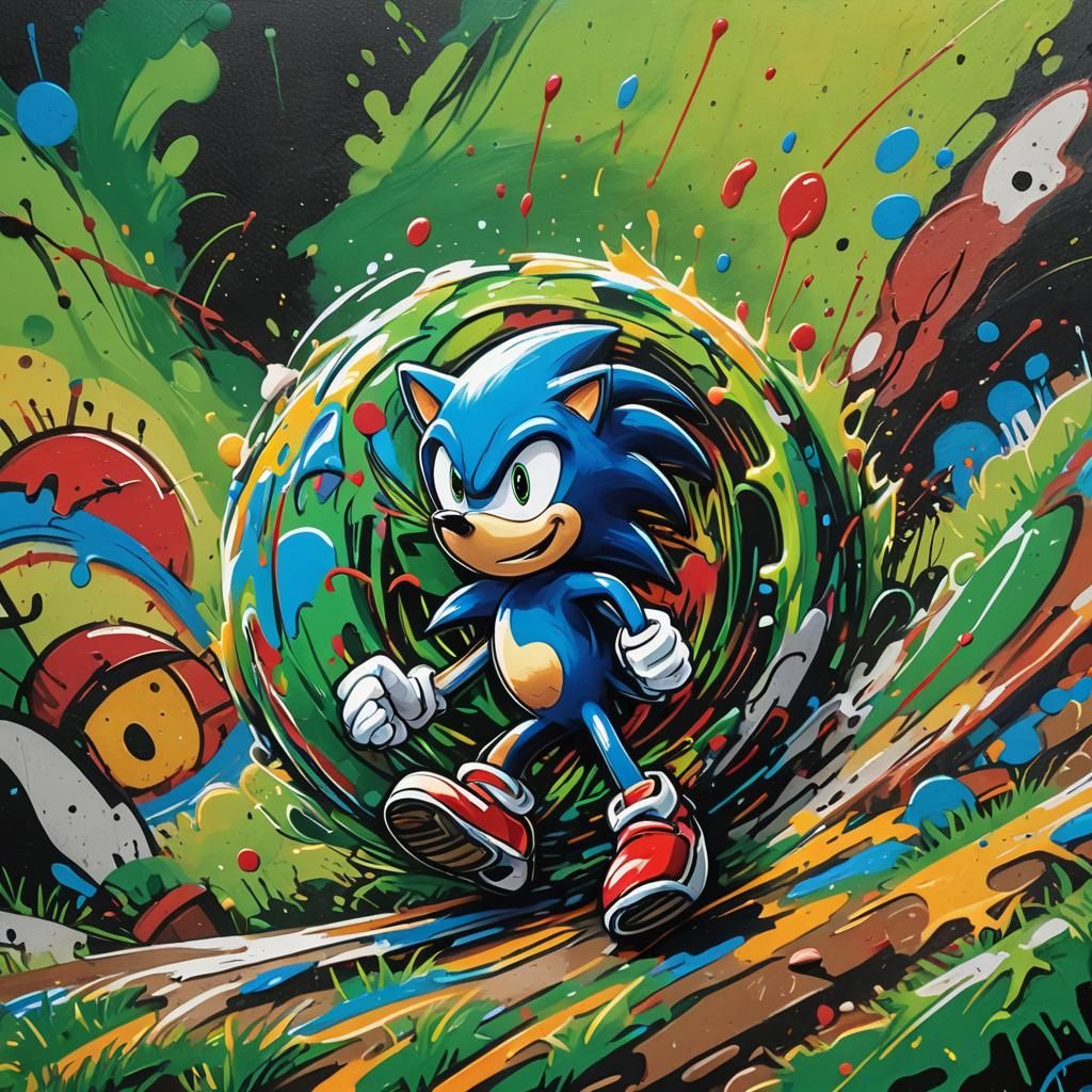 Sonic the Hedgehog Graffiti Art in Urban Style