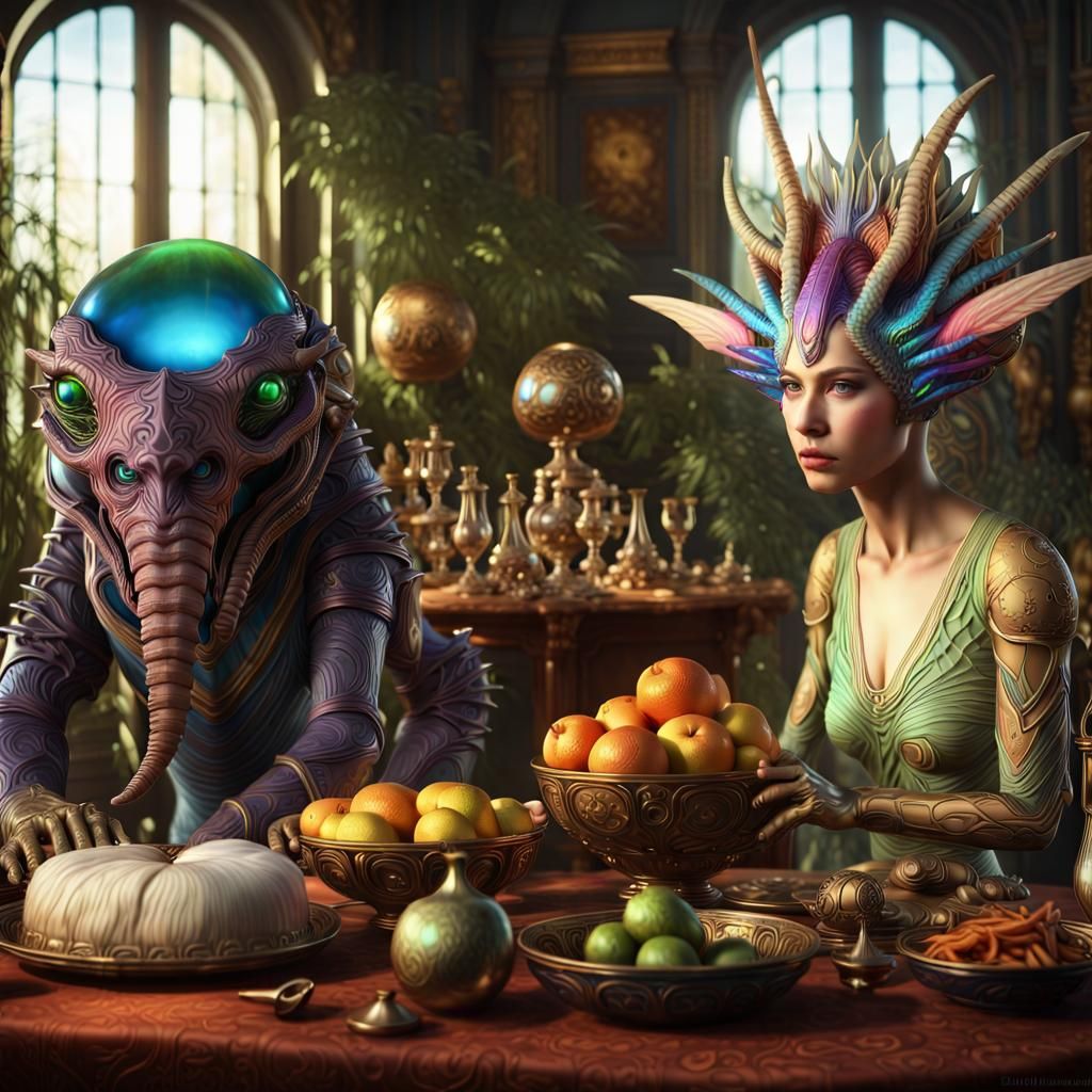 Exotic Alien Creatures in a Bizarre Landscape