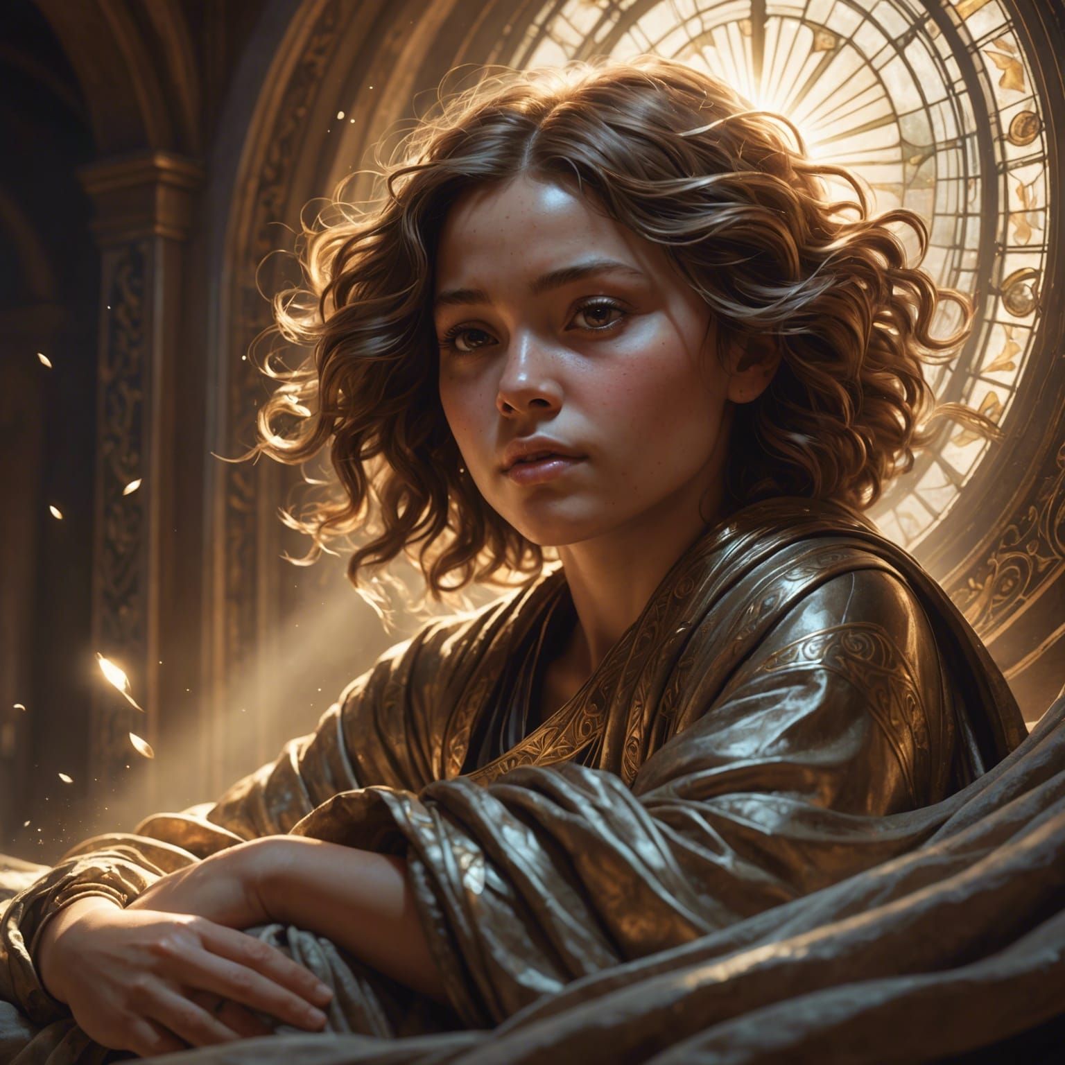 Serene Baby in Womb: Digital Art Portrait