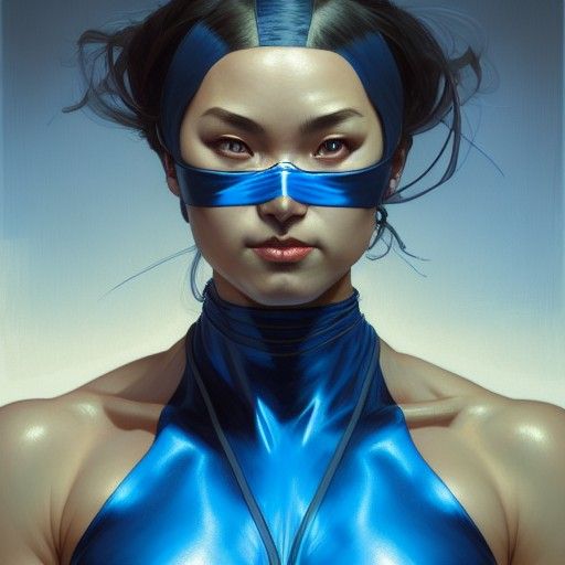 Ninja Woman Portrait in Hyperdetailed Comic Art Style