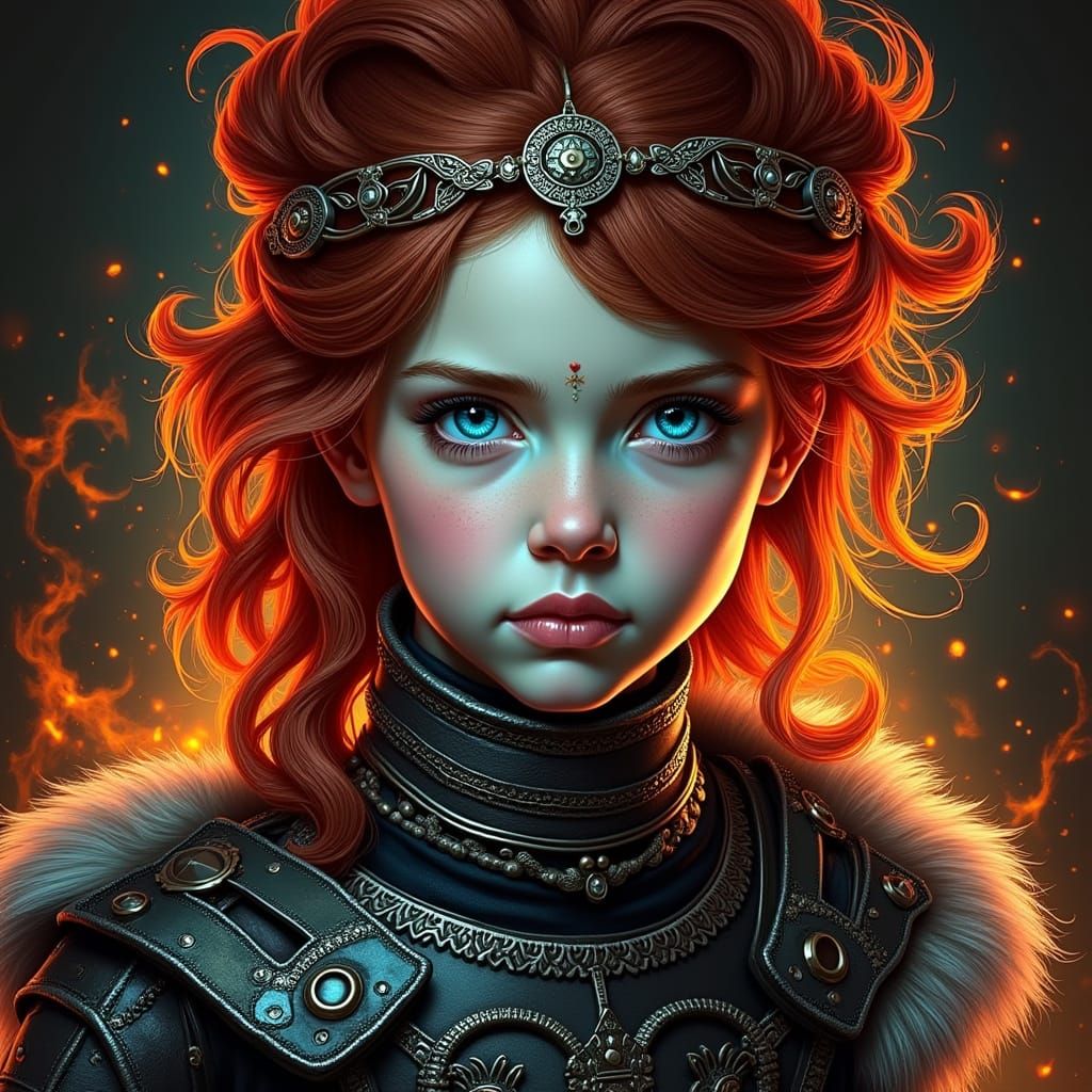 Mystical Warrior Girl in Ancient Armor