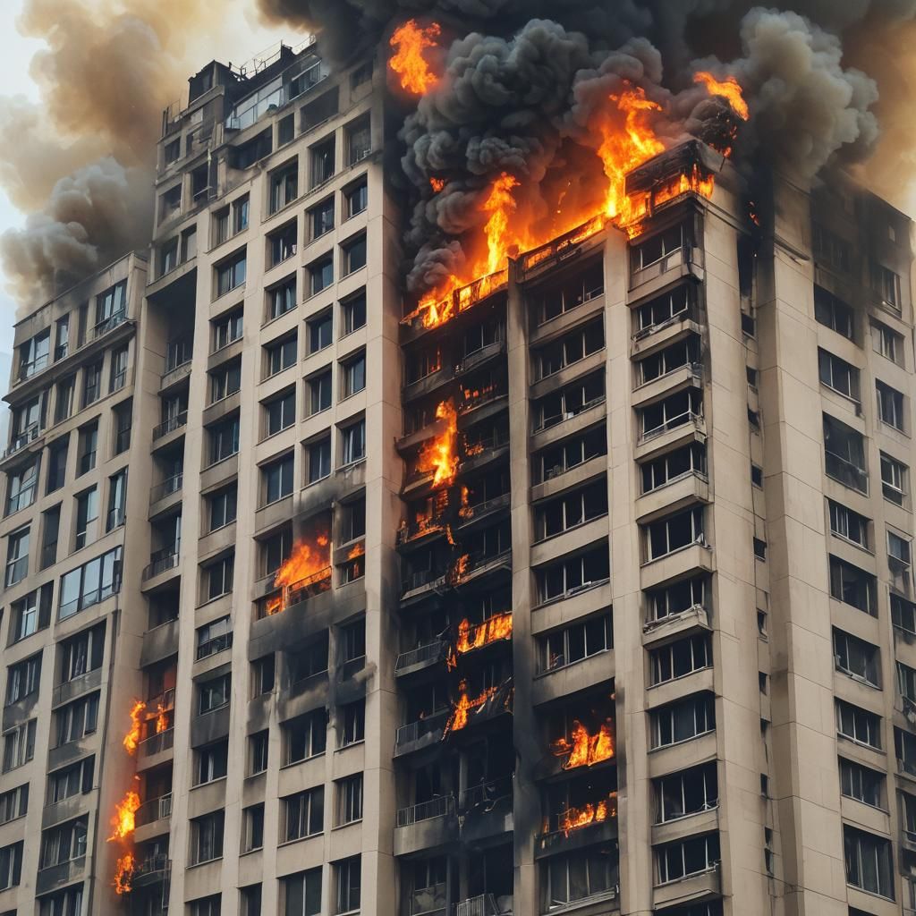 Inferno: Building Engulfed in Flames