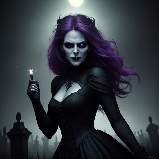 Dancing Monster in Graveyard: Gothic Horror Film Still