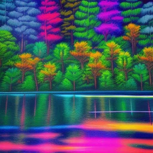 Colorful Candy Forest Landscape in Cartoonish Style
