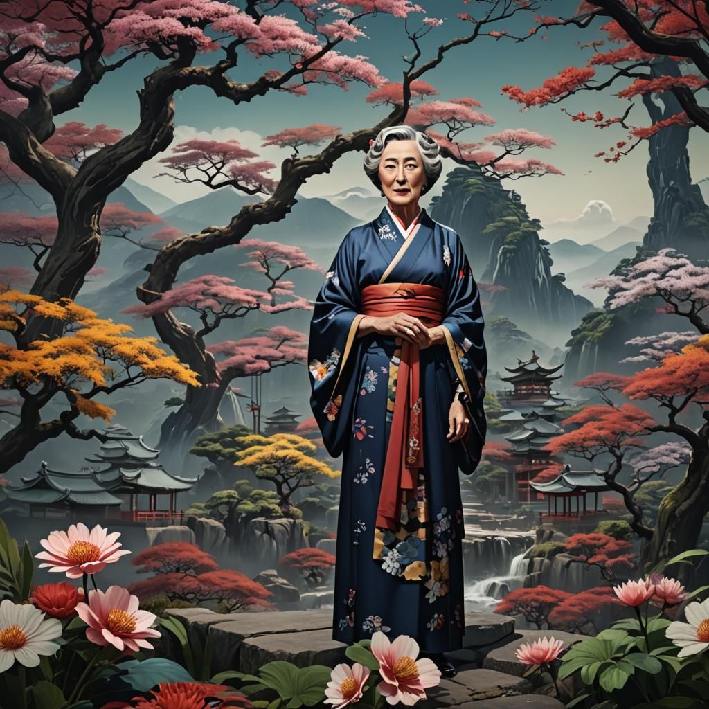 Woman in Kimono, Fantasy Concept Art