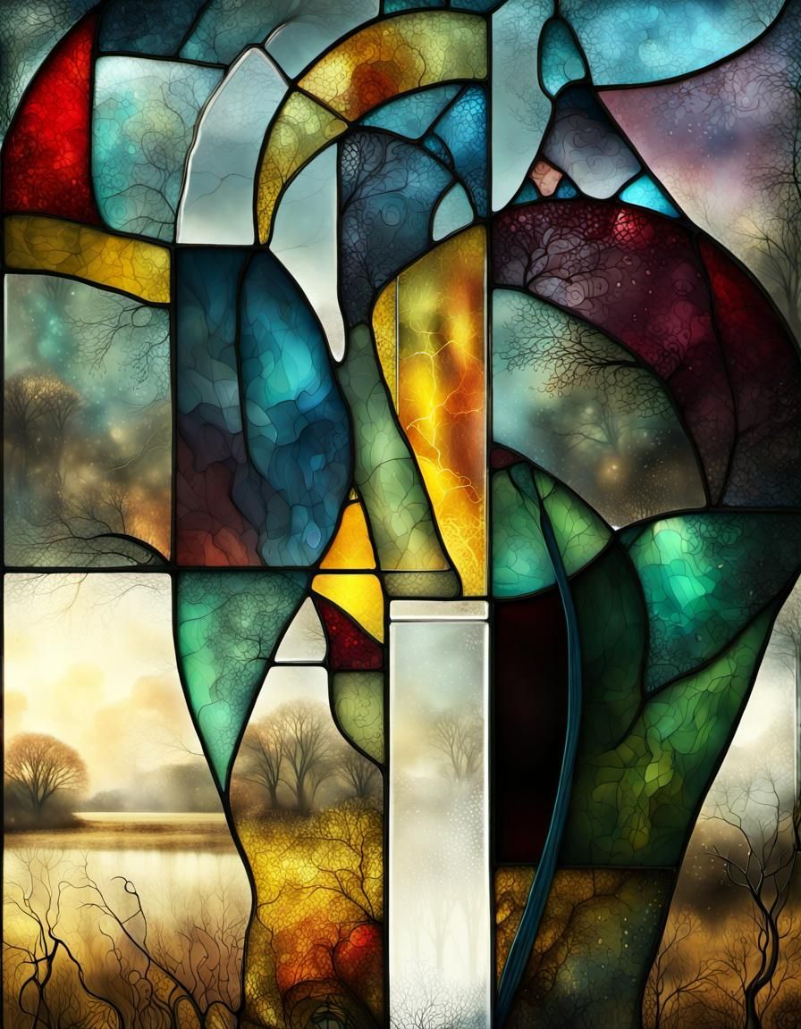 Abstract Stained Glass Digital Concept Art