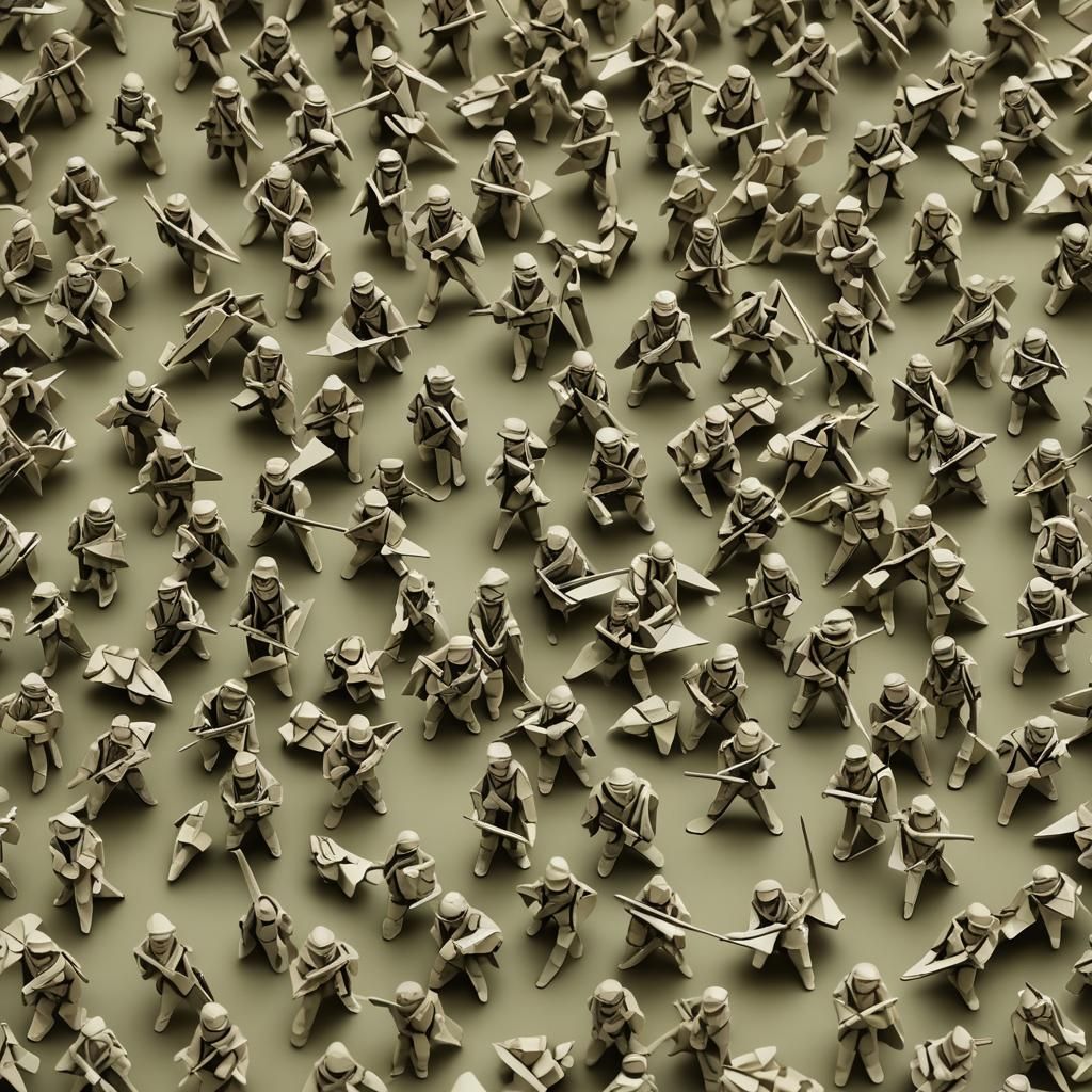 Origami Army Papercraft in 8K Resolution