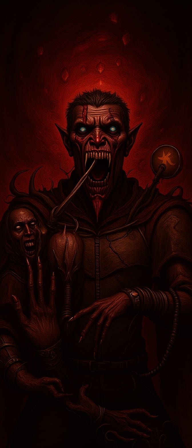 Crimson Demons Rising in Morbid Illustration