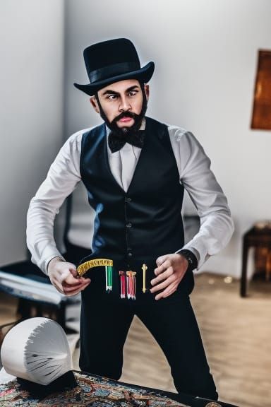Magician Performing Magic Tricks with Bokeh Effect