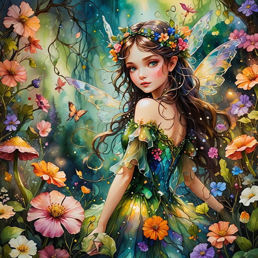 Nature's fairy, Fairy-tale-like , alcohol ink k