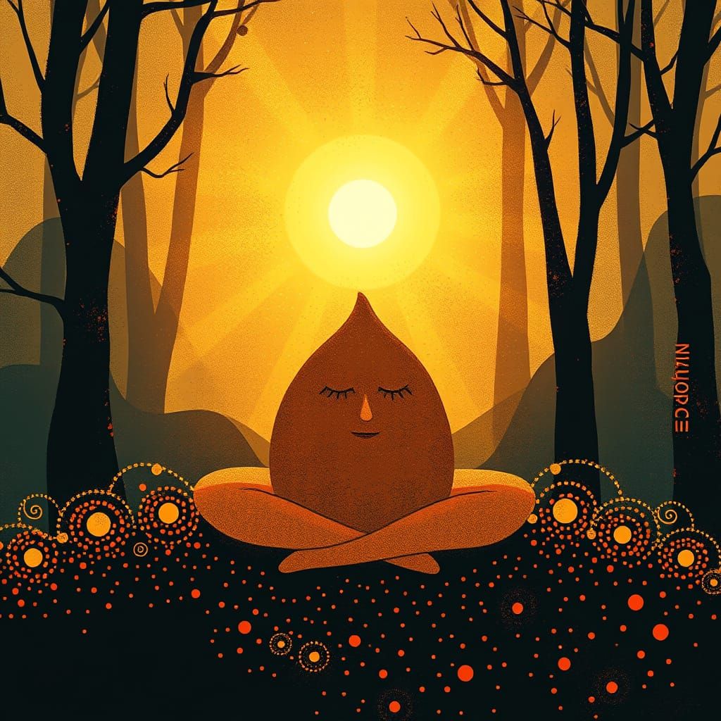 Serene Figure Radiating Inner Peace in Luminous Colors