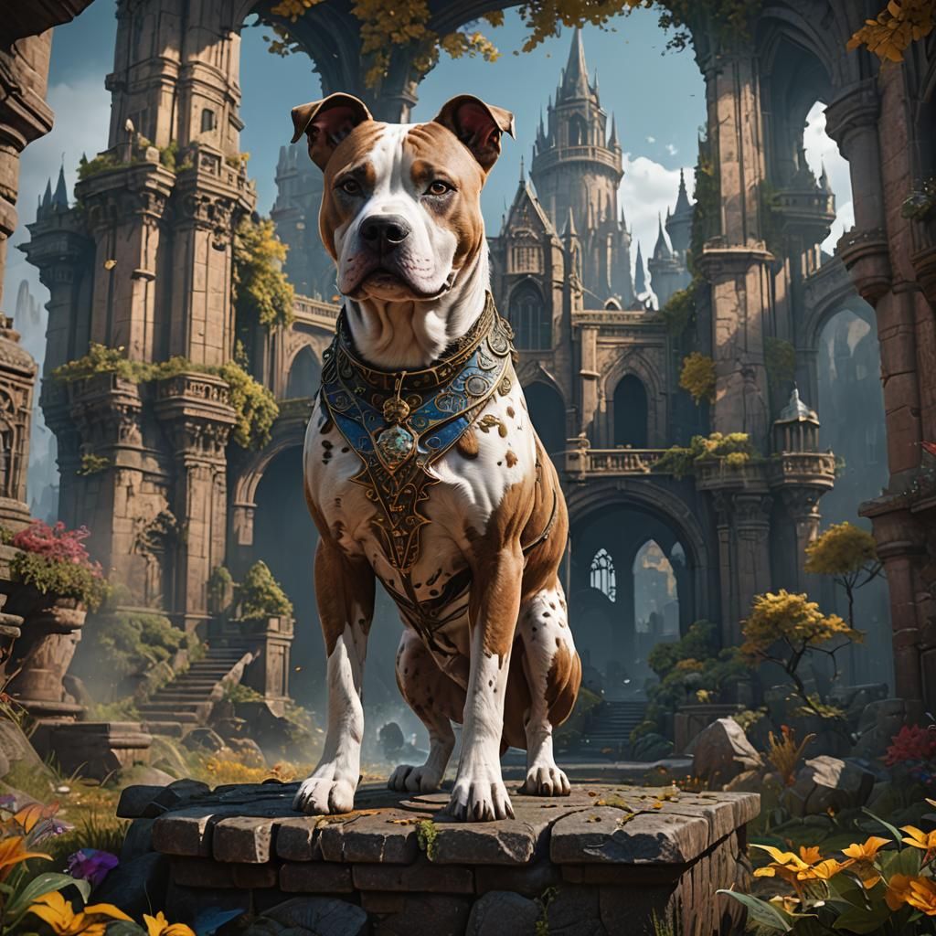 Detailed Matte Painting of an Amstaff