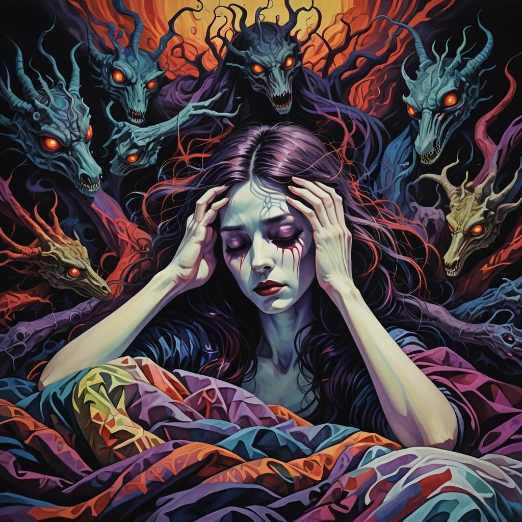 Surreal Dreamscape: Woman's Subconscious Hell, Astral Illust...