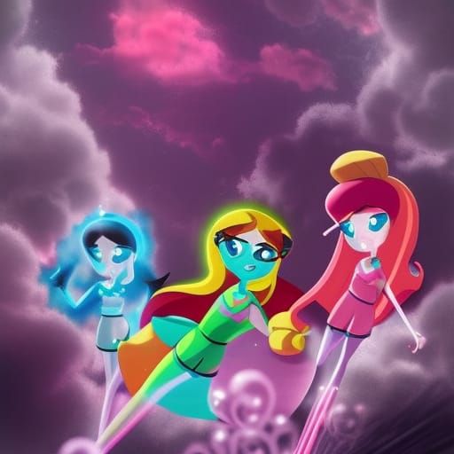 Hyperrealistic Powerpuff Girls with Mojo Jojo