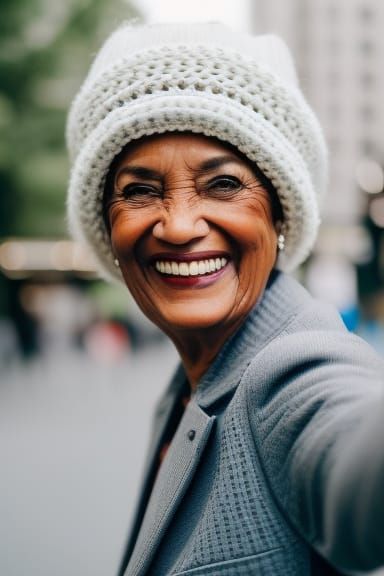 Joyful Close-Up Selfie of Smiling Woman
