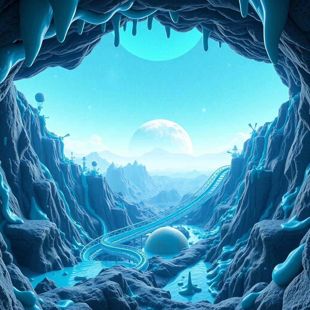 Cyan Slime Infinite Mirror Crater Planet Theme Park