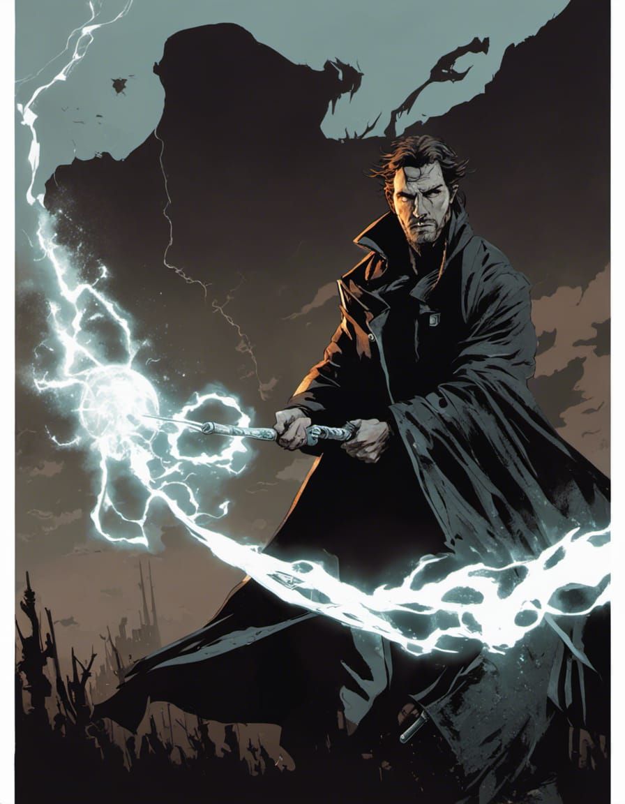 Harry Dresden, Wizard of Chicago, in Noir Graphic Novel Styl...
