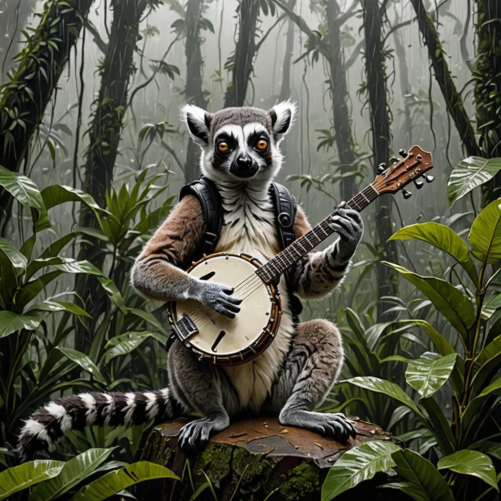 Ring-Tailed Lemur's Rainy Day Banjo Serenade