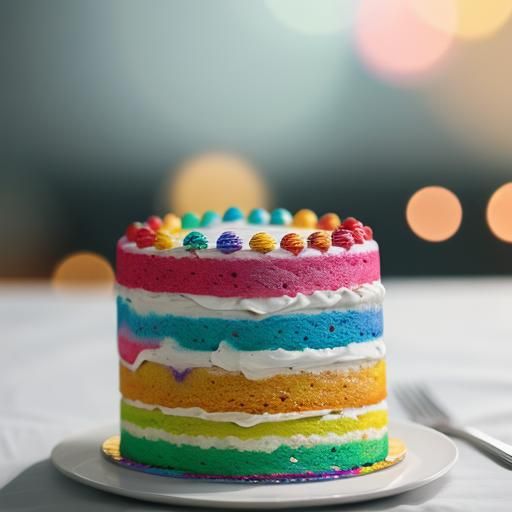 Rainbow Cake Captured with Professional Photography Techniqu...