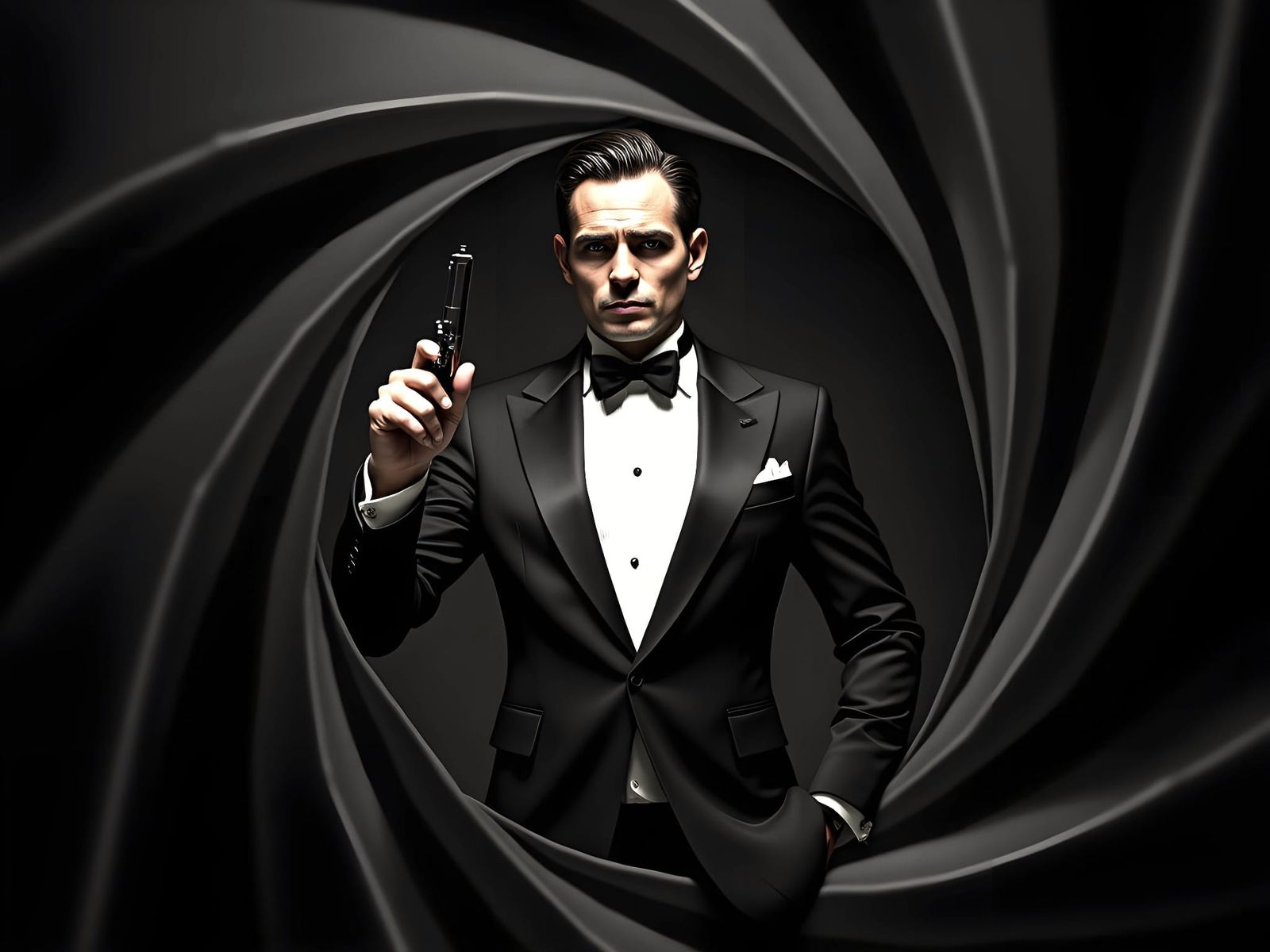 Spy in Black Tie with Lens Aperture Frame