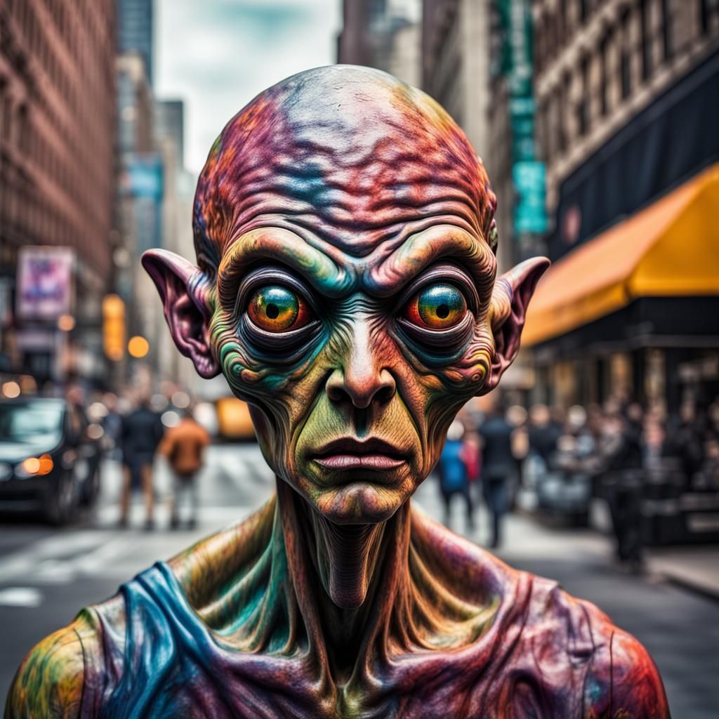 Extraterrestrial Psycho in NYC: Hyperrealistic Concept Art