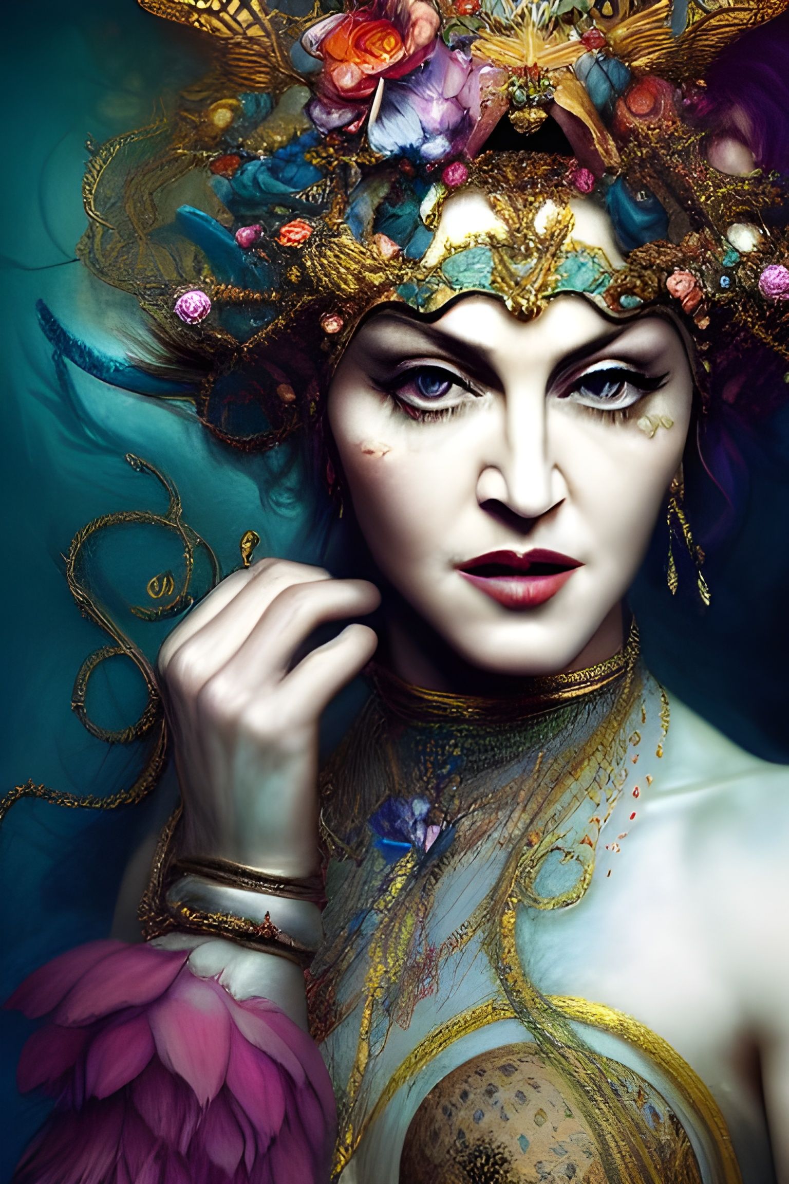Celestial Portrait of a Beautiful Woman in Fantasy Art Style