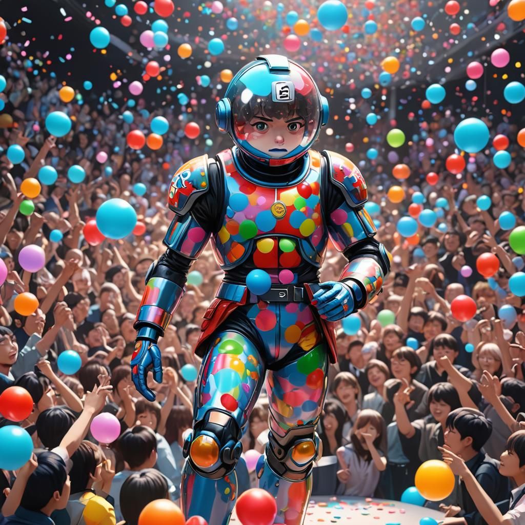 The gumball man is on stage. By artist "anime", 3d anime art, inspired by WLOP, Artstation, #genshinimpact pixiv, extrem...